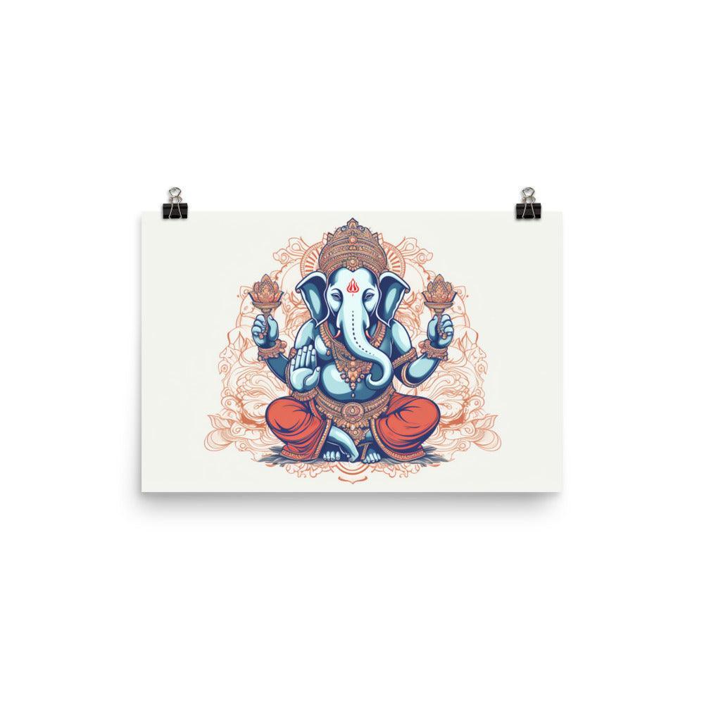 Ganesha Orange Mandala Inspired Illustration Poster - Oh Posters