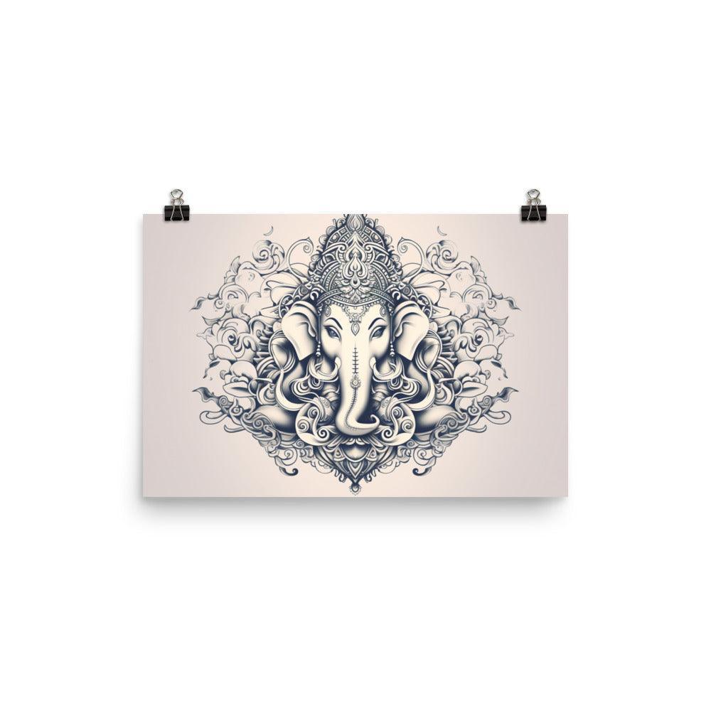 Ganesha Elegant Monochrome Mandala Art Poster - Oh Posters