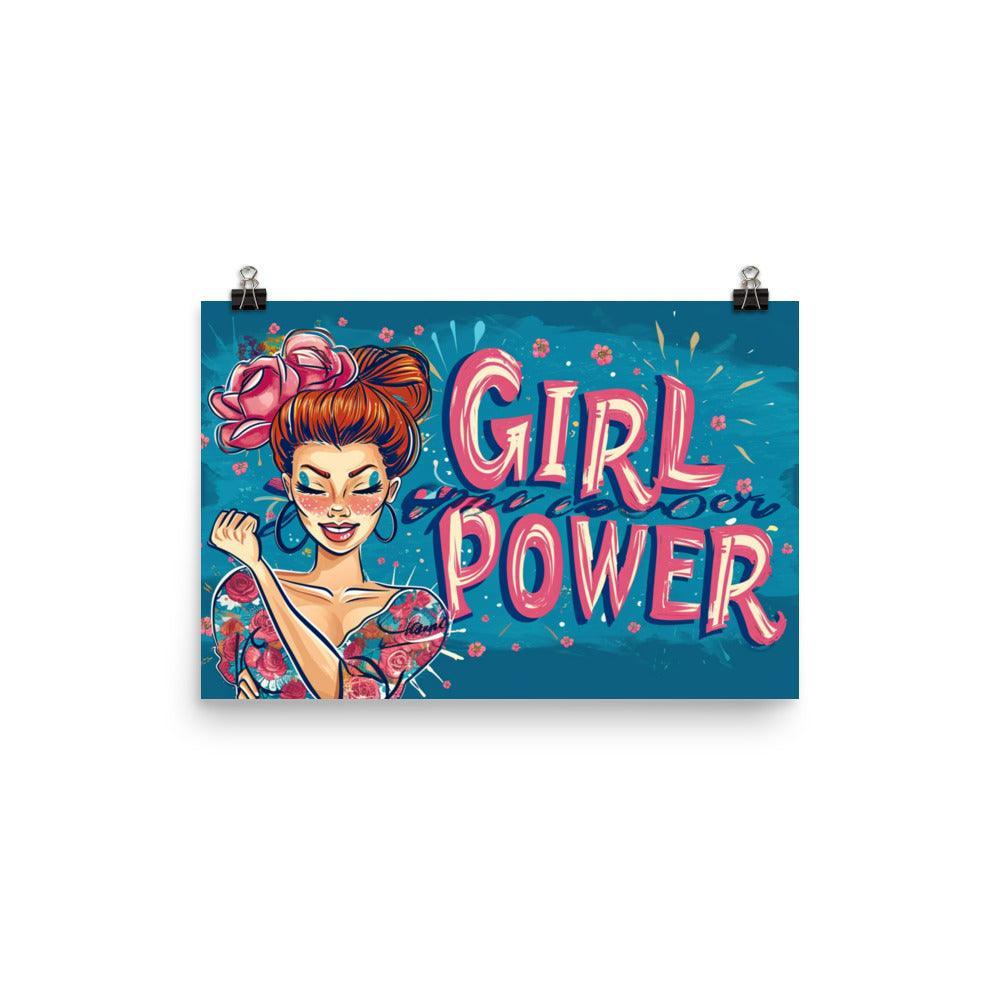 Girl Power Quote Confident Female Wink Floral Art Poster - Oh Posters