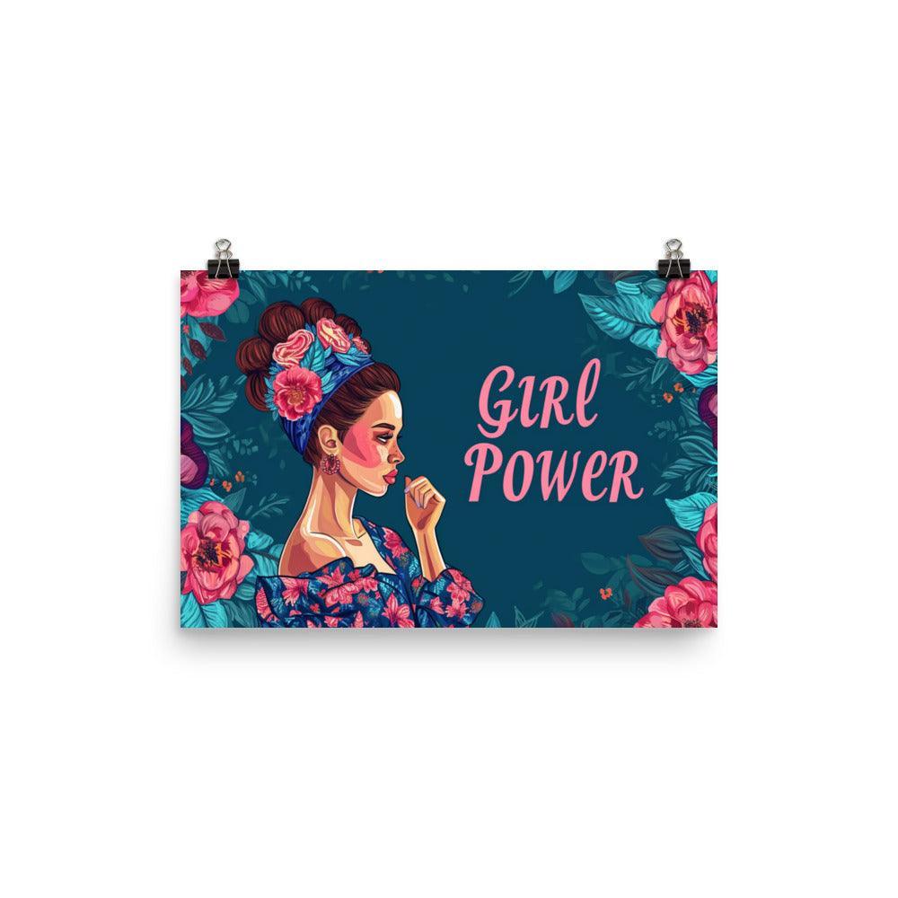 Girl Power Quote Feminine Strength Floral Background Illustration Poster - Oh Posters