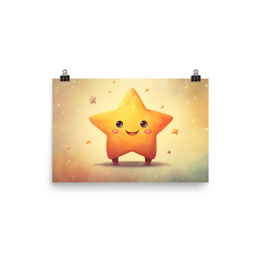 Cheerful Star Character Whimsical Digital Art Poster - Oh Posters