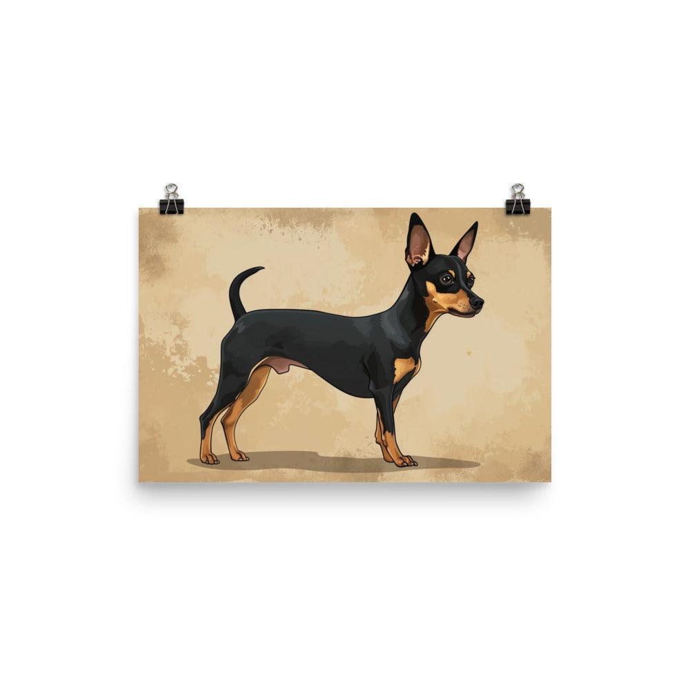 Elegant English Toy Terrier Illustrated Portrait Poster - Oh Posters