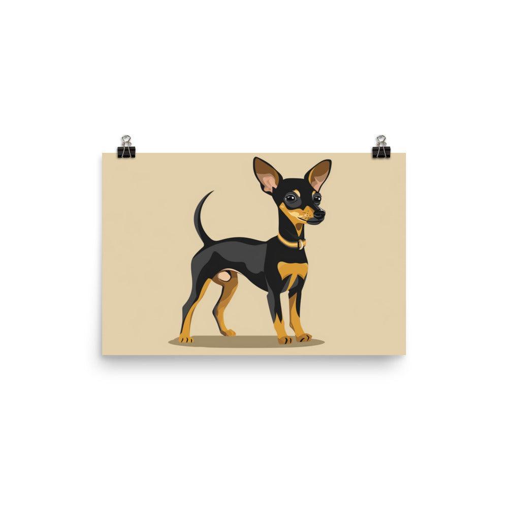 Charming English Toy Terrier Cartoon Illustration Poster - Oh Posters