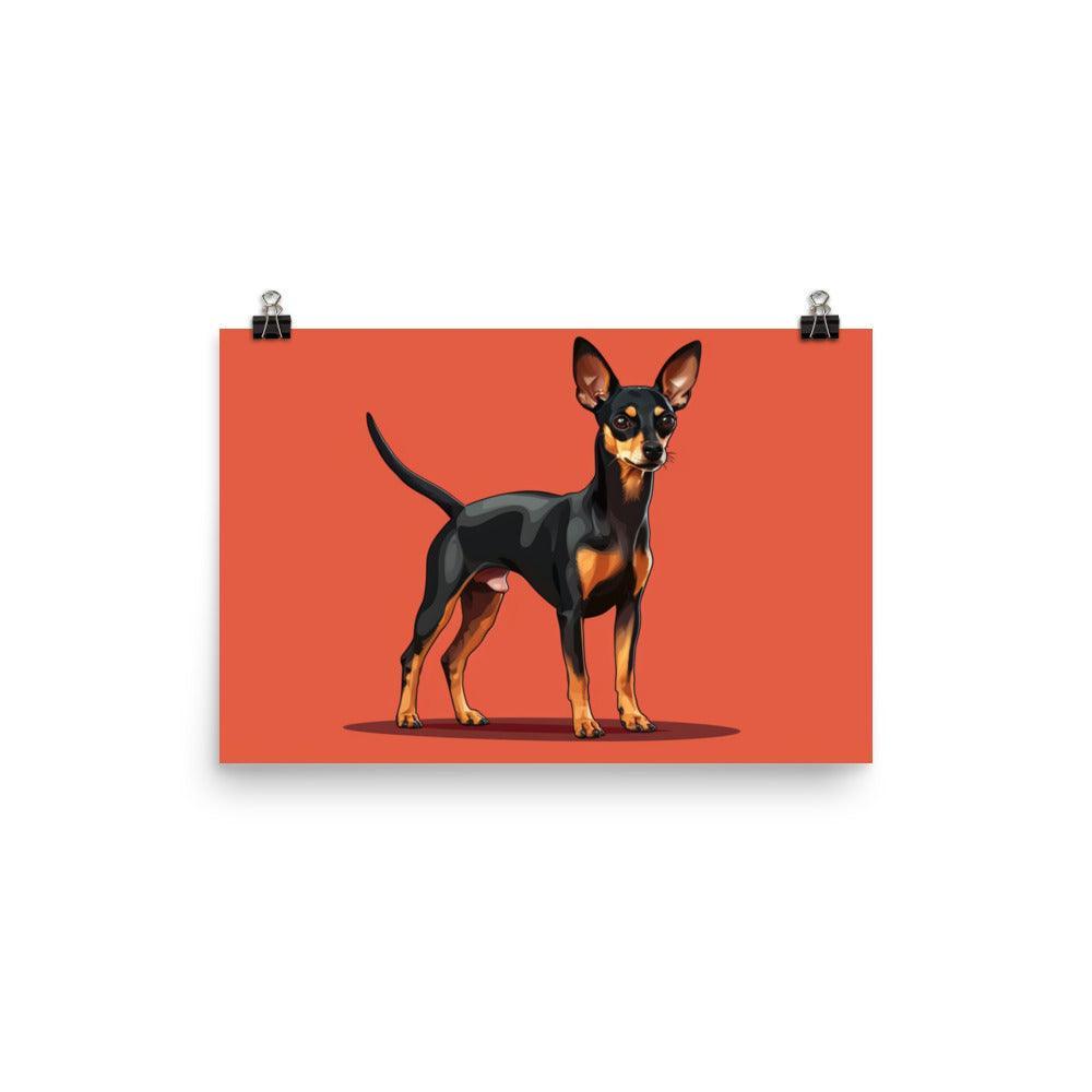 Vibrant English Toy Terrier Portrait on Red Poster - Oh Posters