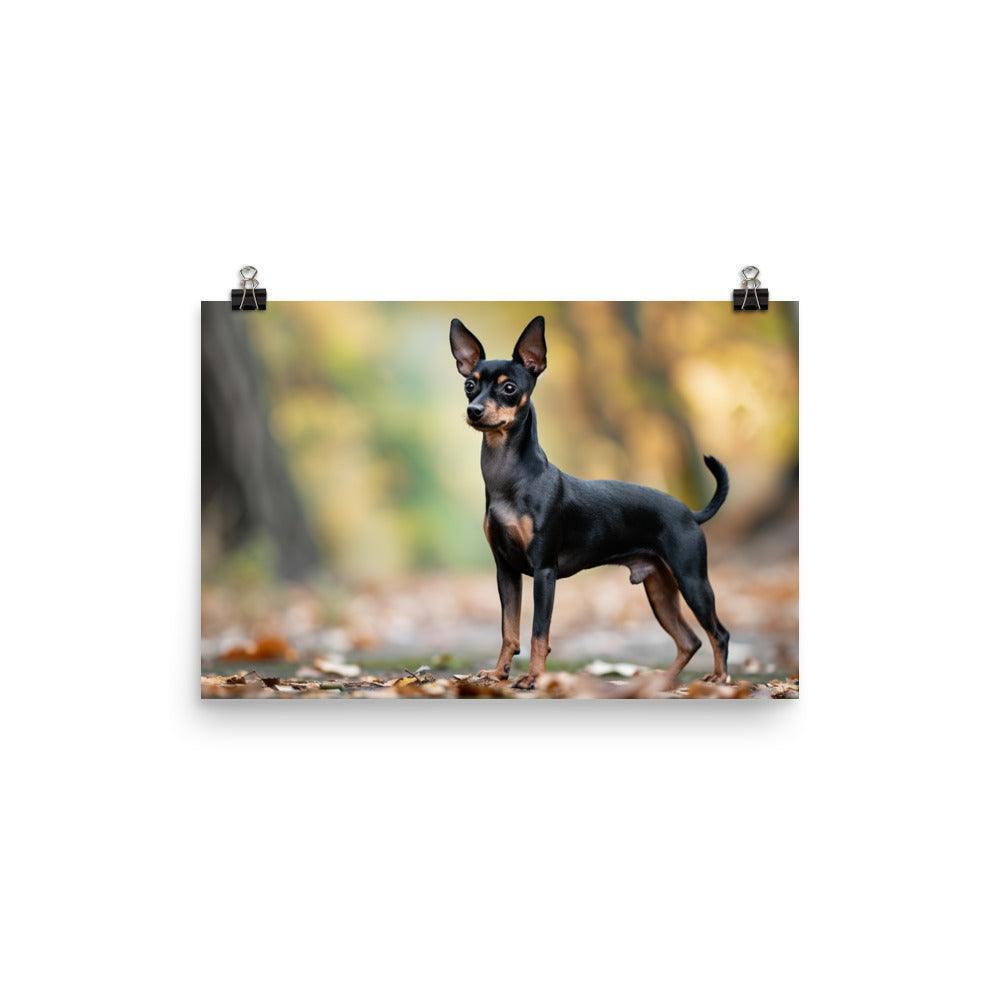 Lifelike English Toy Terrier in Autumn Leaves Poster - Oh Posters