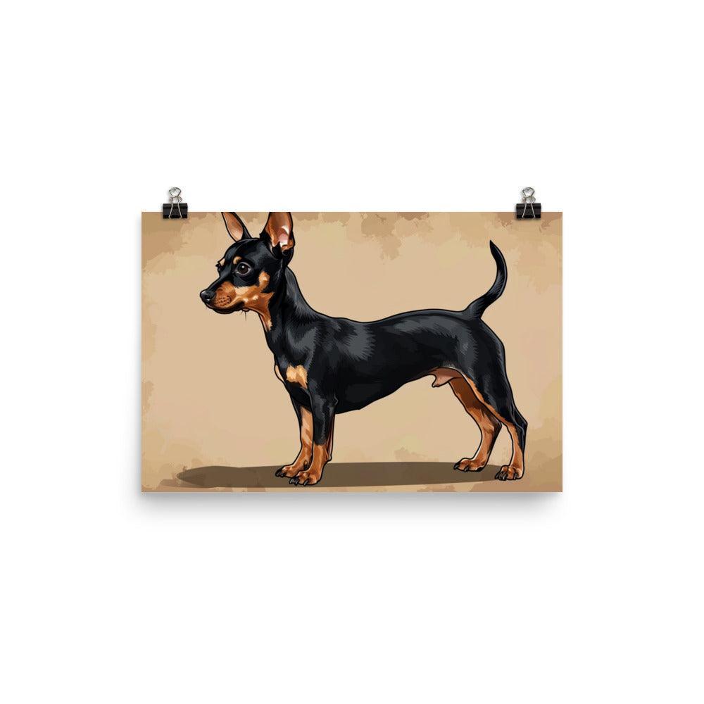 Vintage Style English Toy Terrier Illustrated Poster - Oh Posters