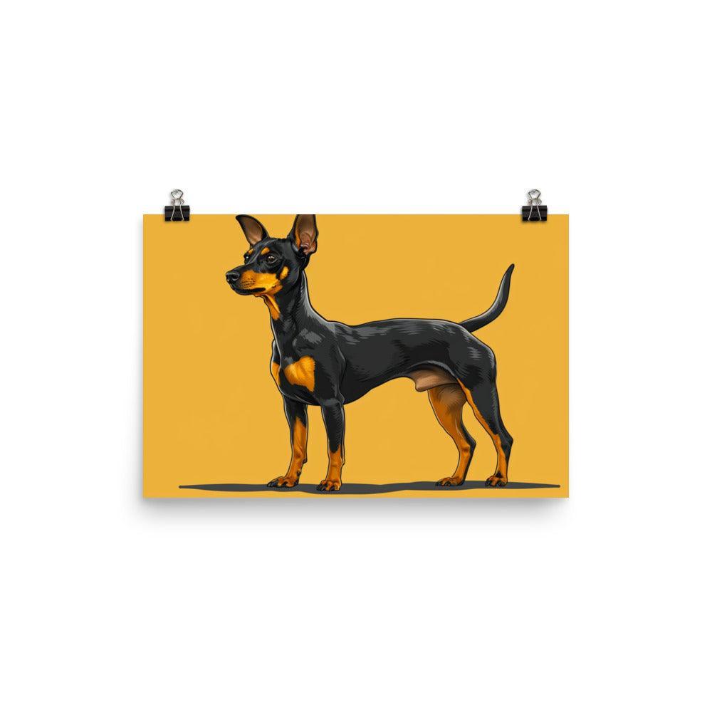 Bold English Toy Terrier Graphic on Yellow Poster - Oh Posters