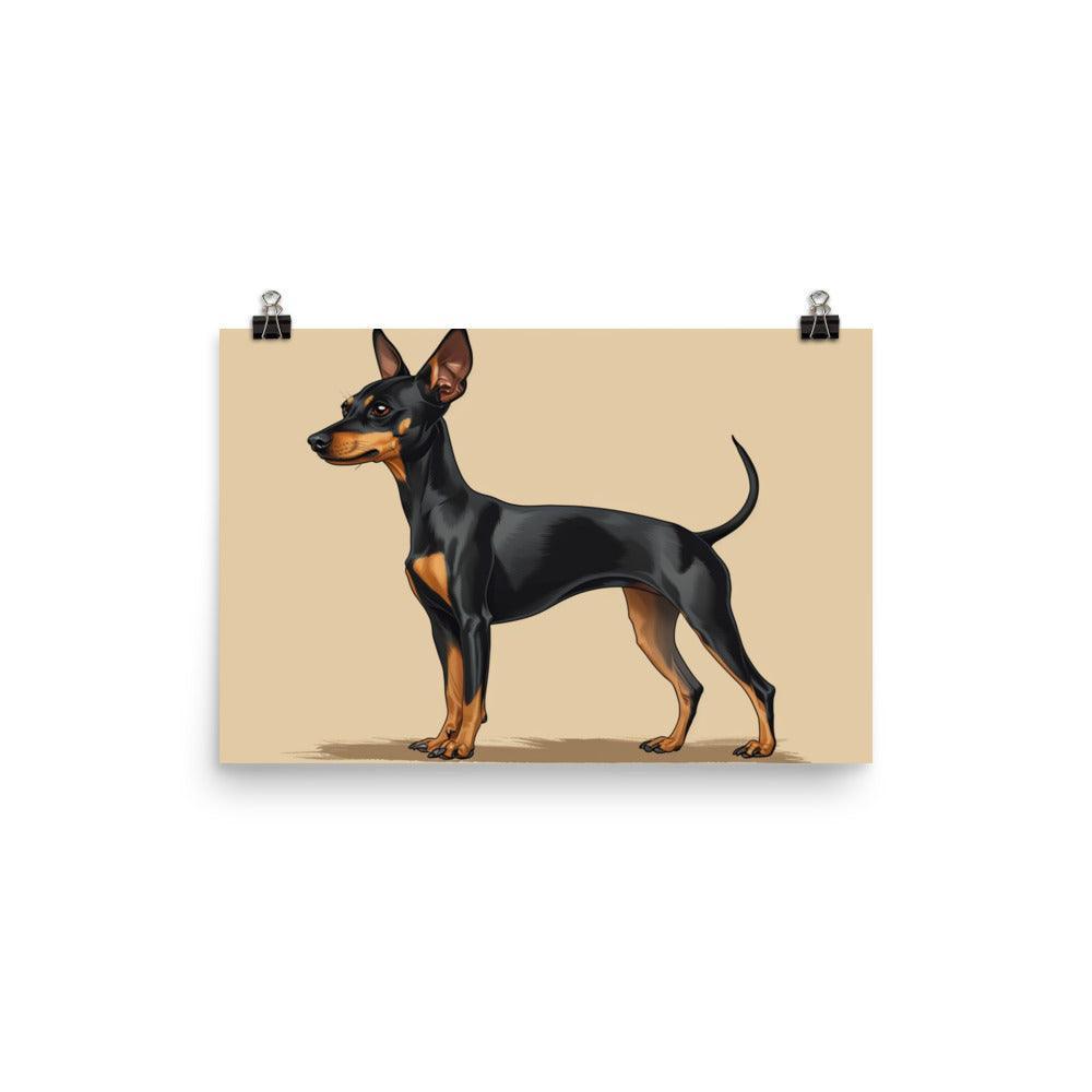 Classic English Toy Terrier Drawing on Beige Poster - Oh Posters