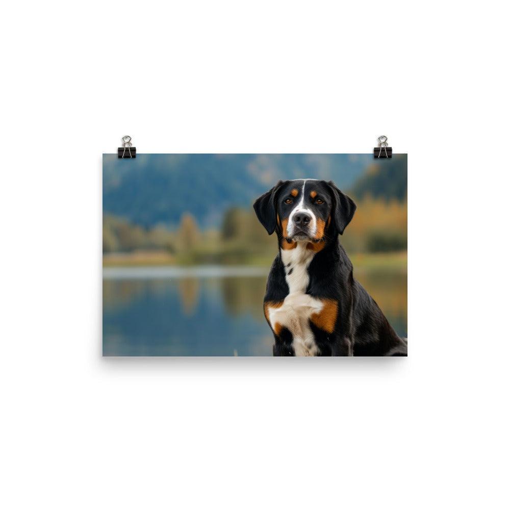 Entlebucher Mountain Dog Lake View Photography Poster - Oh Posters