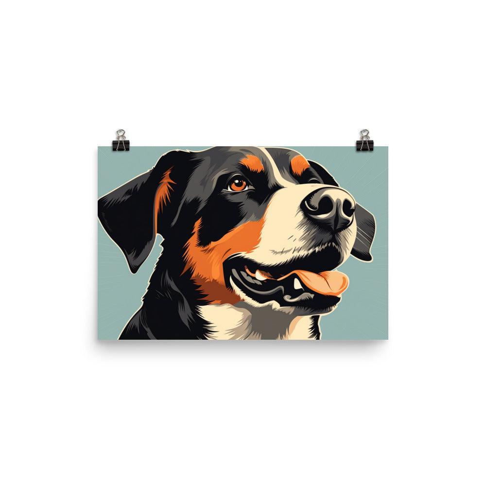 Entlebucher Mountain Dog Close-Up Illustration Poster - Oh Posters