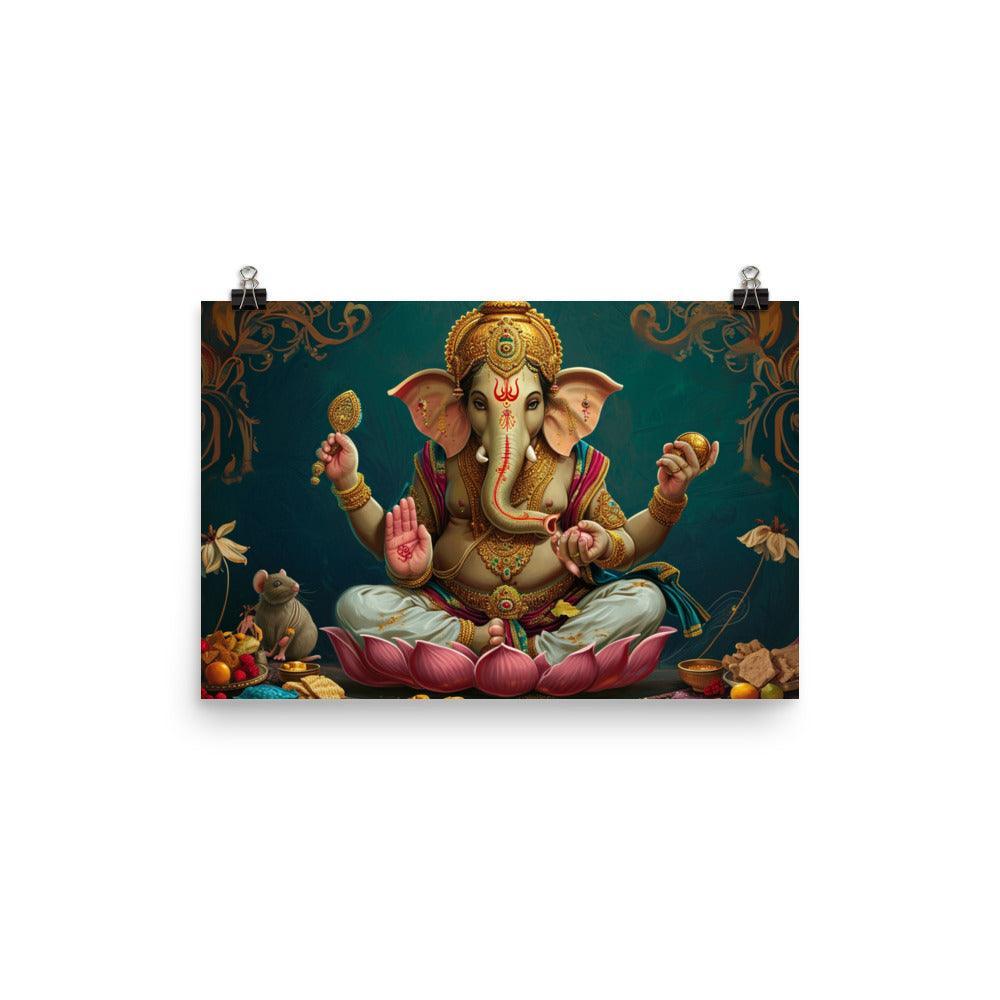 Ganesha Sacred Elephant God with Offerings and Incense Poster - Oh Posters