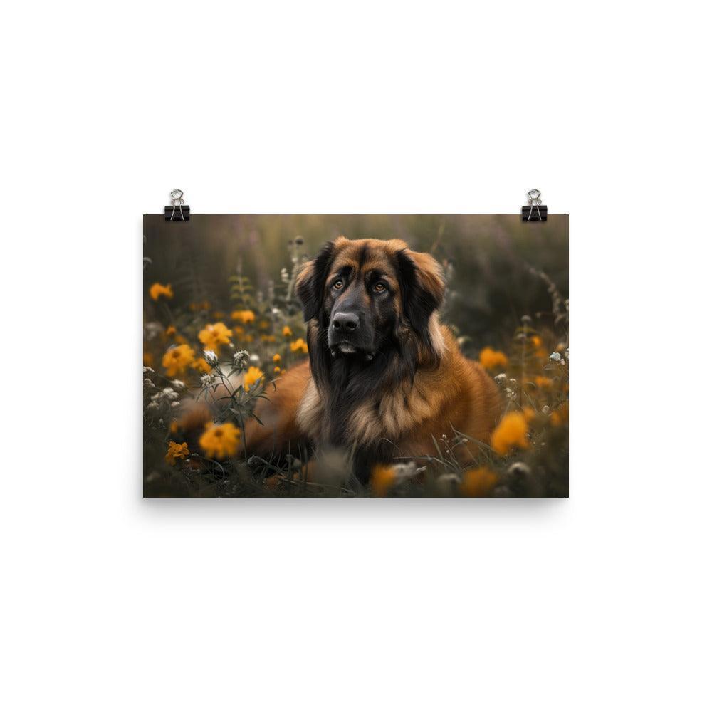 Estrela Mountain Dog Floral Meadow Portrait Poster - Oh Posters