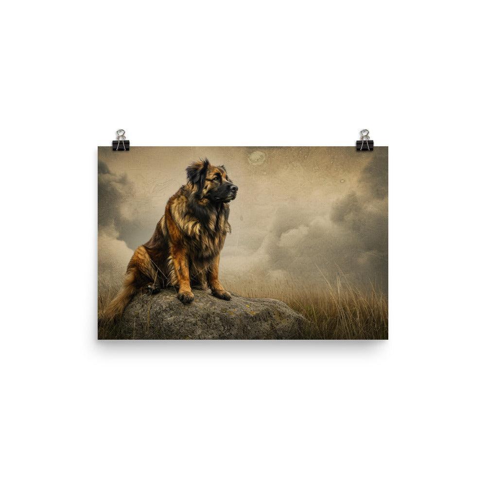 Estrela Mountain Dog Vintage Style Rock Perch Poster - Oh Posters