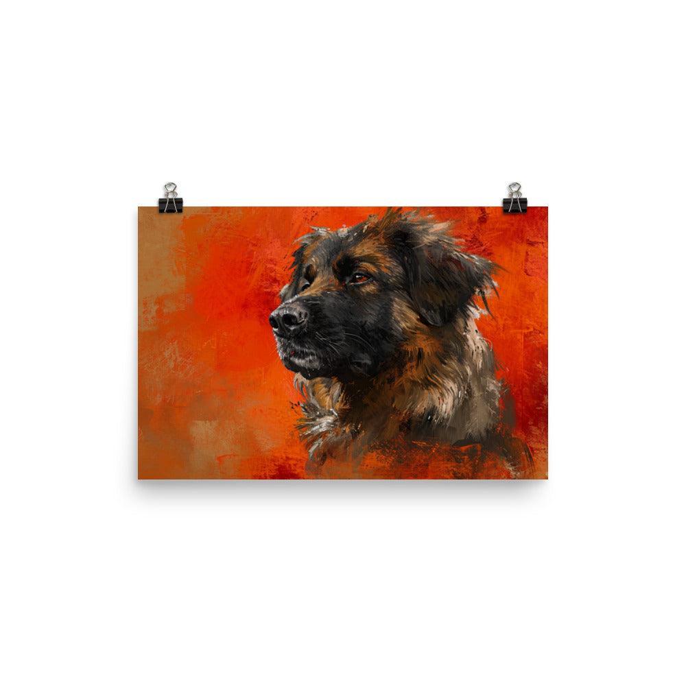 Estrela Mountain Dog Abstract Red Texture Art Poster - Oh Posters