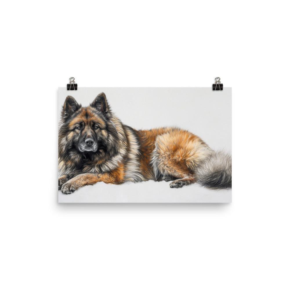 Lifelike Eurasier Dog Pencil Drawing Artwork Poster - Oh Posters