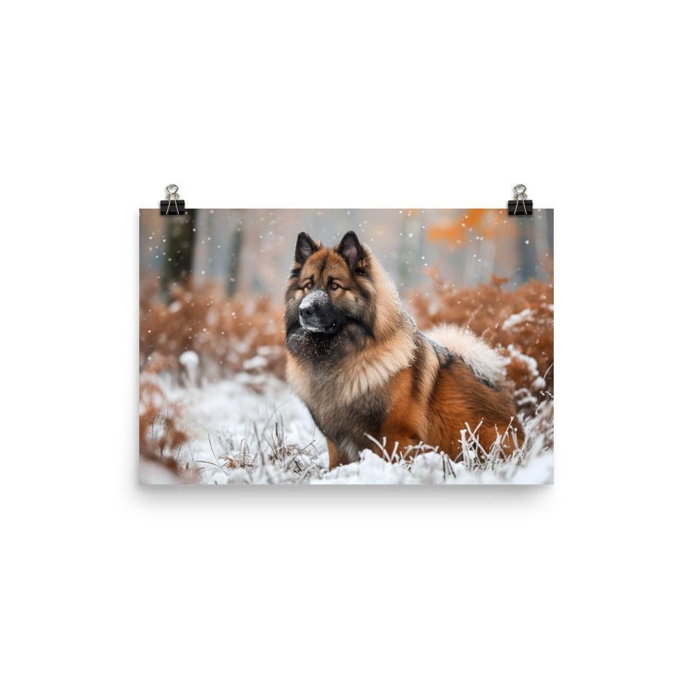 Majestic Eurasier in Winter Forest Photography Poster - Oh Posters