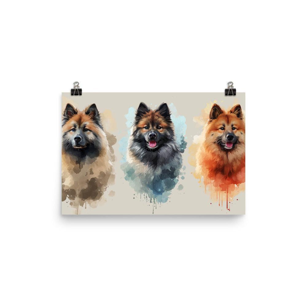 Eurasier Dog Trio Watercolor Style Artwork Poster - Oh Posters