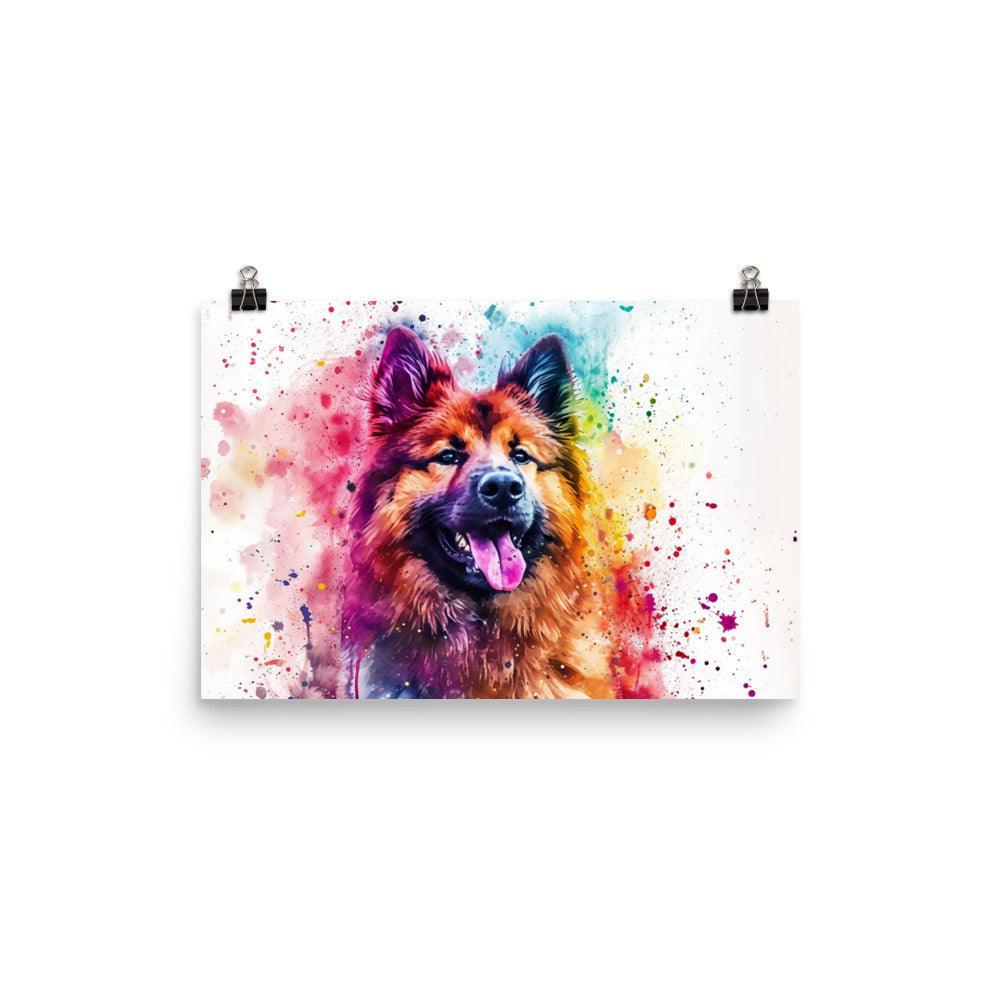 Vibrant Watercolor Eurasier Dog Artistic Poster - Oh Posters