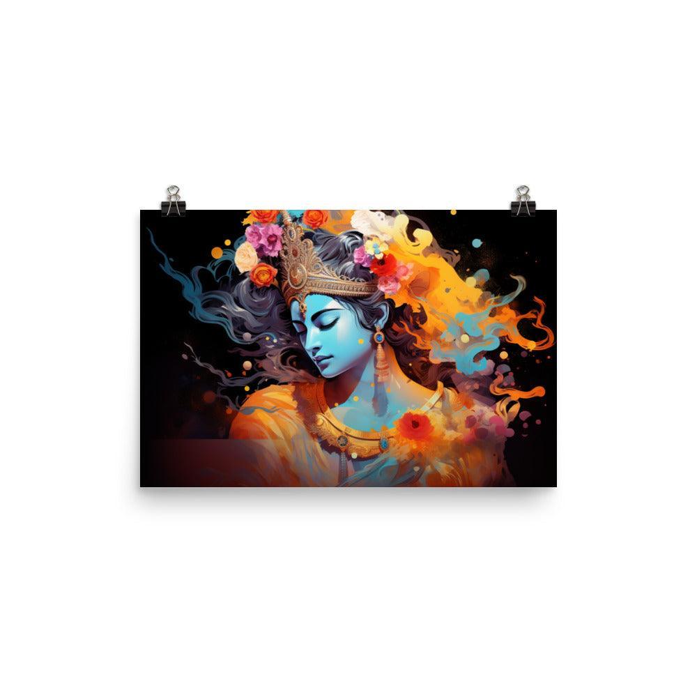 Krishna Ethereal Aura Digital Art Poster - Oh Posters