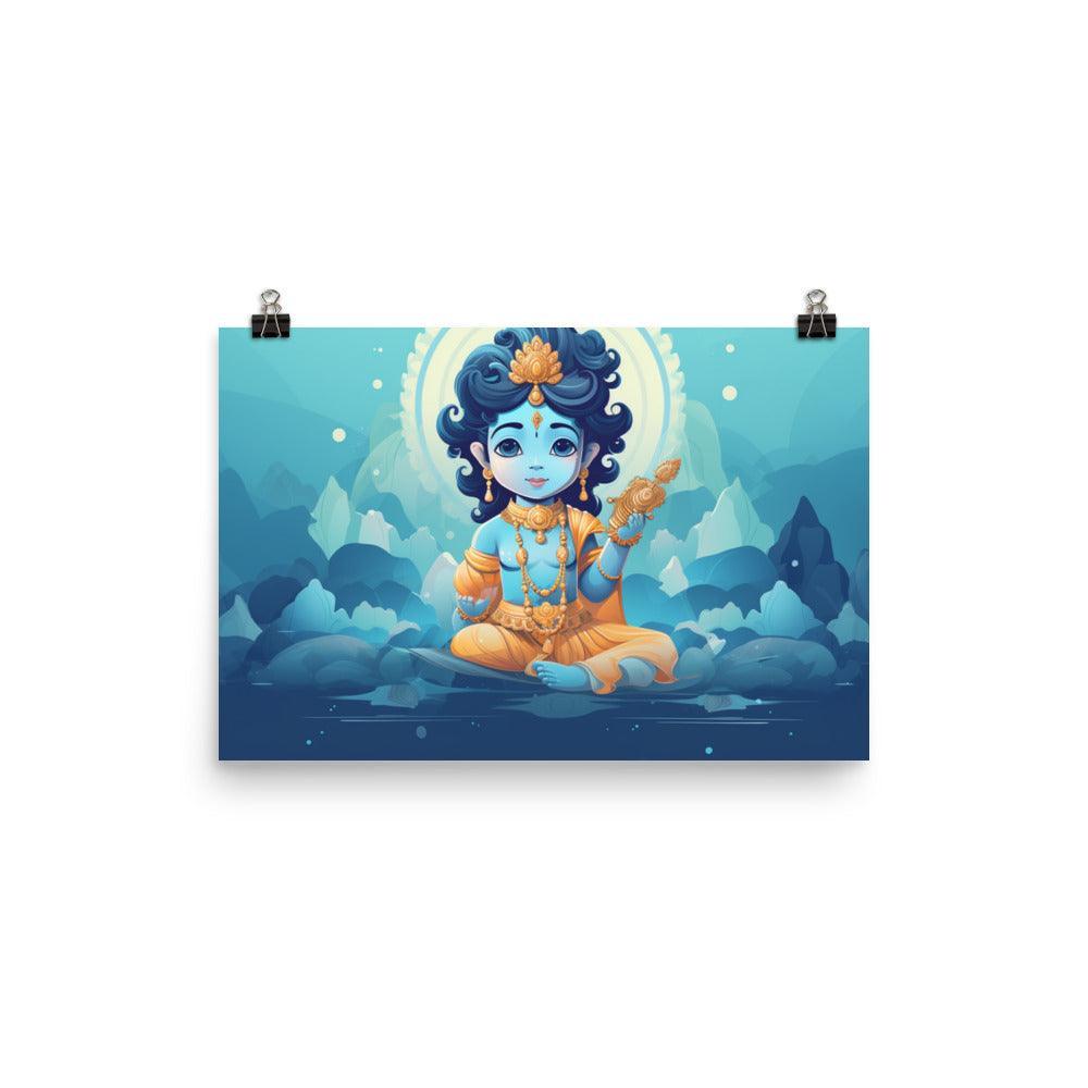 Krishna Playful Child Vector Art Poster - Oh Posters