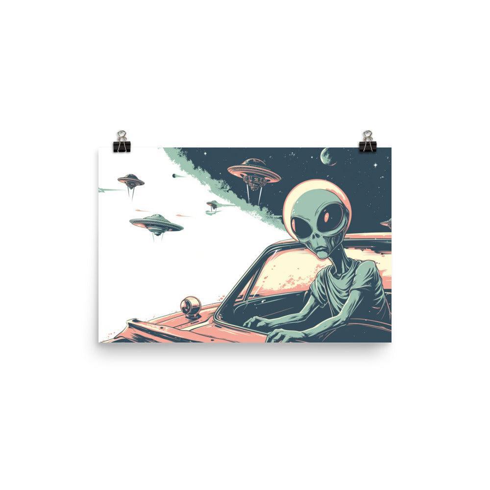 Extraterrestrial Driver Vintage Sci-Fi Art Poster - Oh Posters