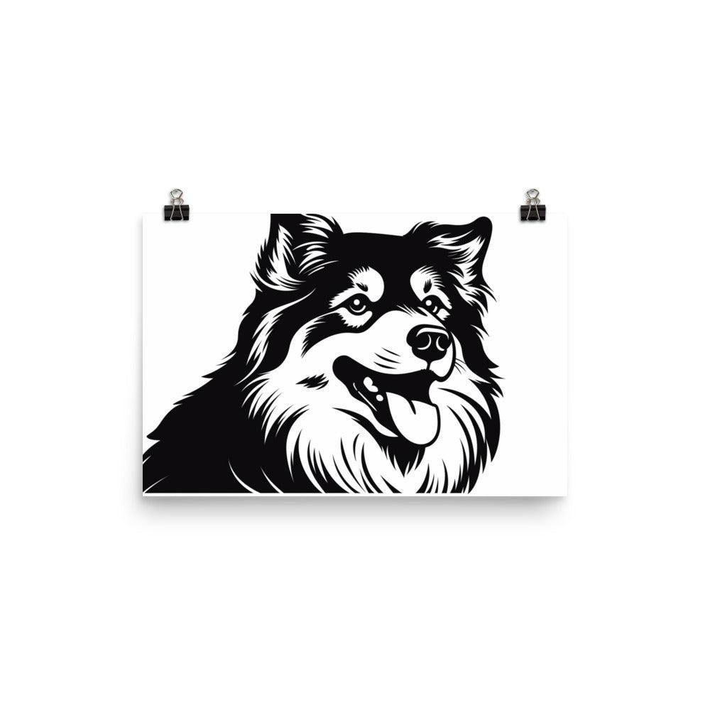 Finnish Lapphund Elegant Black and White Graphic Poster - Oh Posters