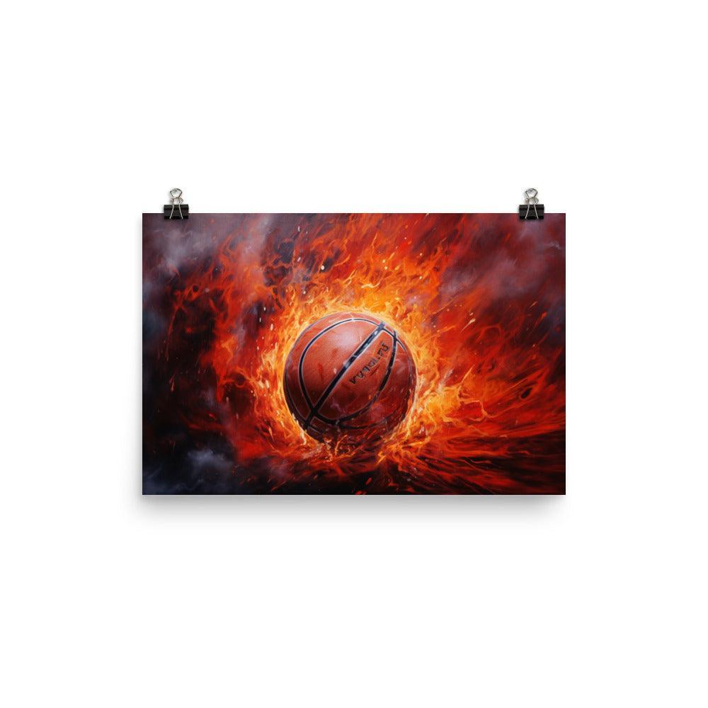 Fiery Slam Basketball Art Poster - Oh Posters