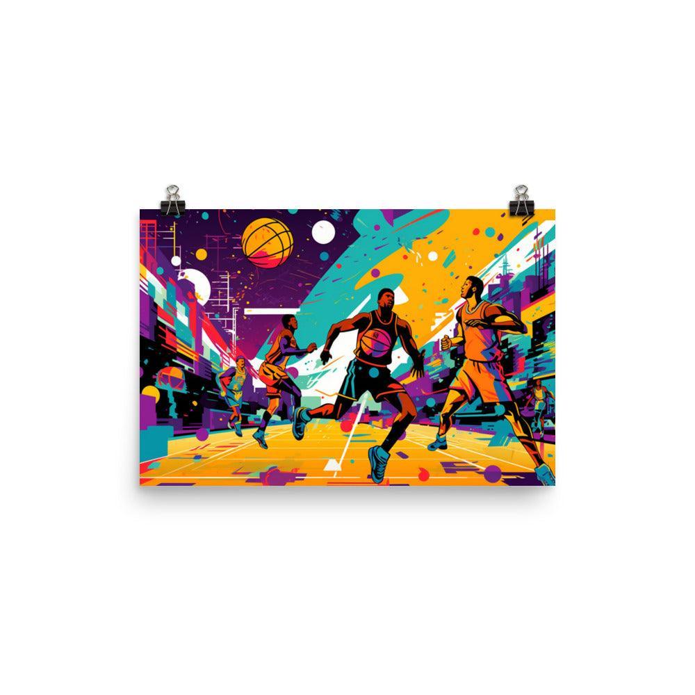 Retro Vibrant Basketball Game Poster - Oh Posters