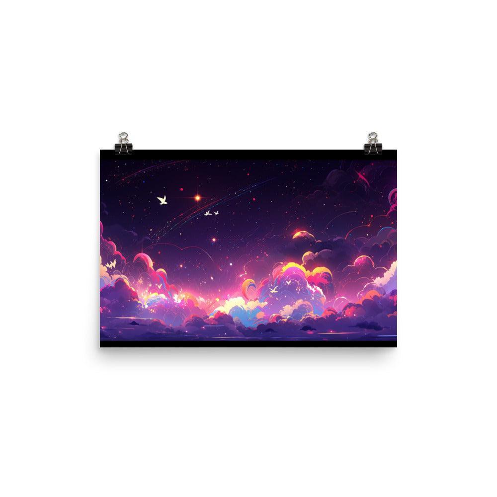 Dreamy Cosmic Dusk Scenery Digital Art Poster - Oh Posters