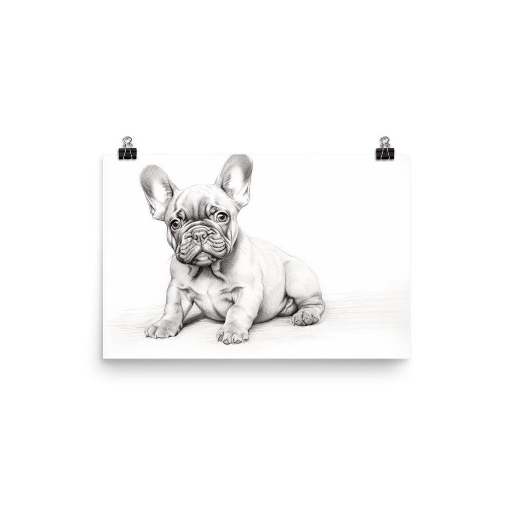 French Bulldog Pencil Sketch Art Poster - Oh Posters