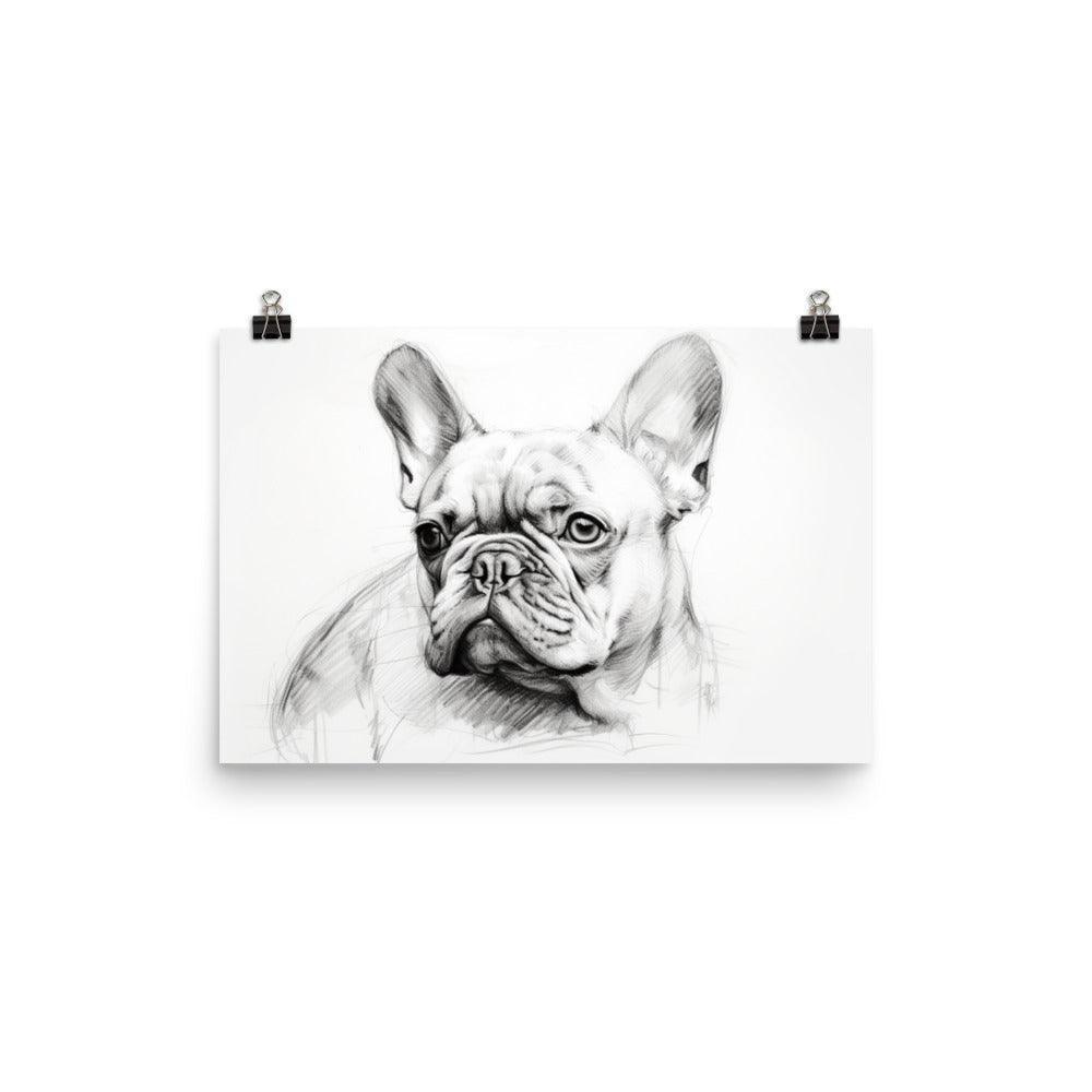 French Bulldog Black and White Sketch Poster - Oh Posters