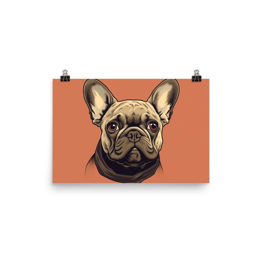 French Bulldog Digital Illustration Orange Background Poster - Oh Posters