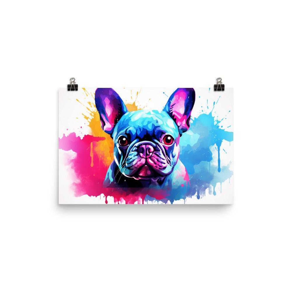 French Bulldog Watercolor Splash Colorful Art Poster - Oh Posters