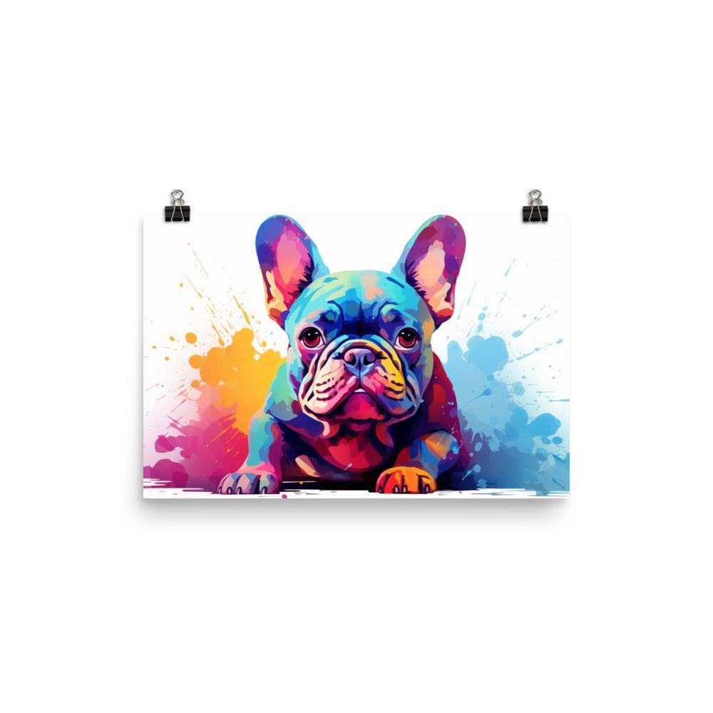 Expressive French Bulldog Color Explosion Art Poster - Oh Posters