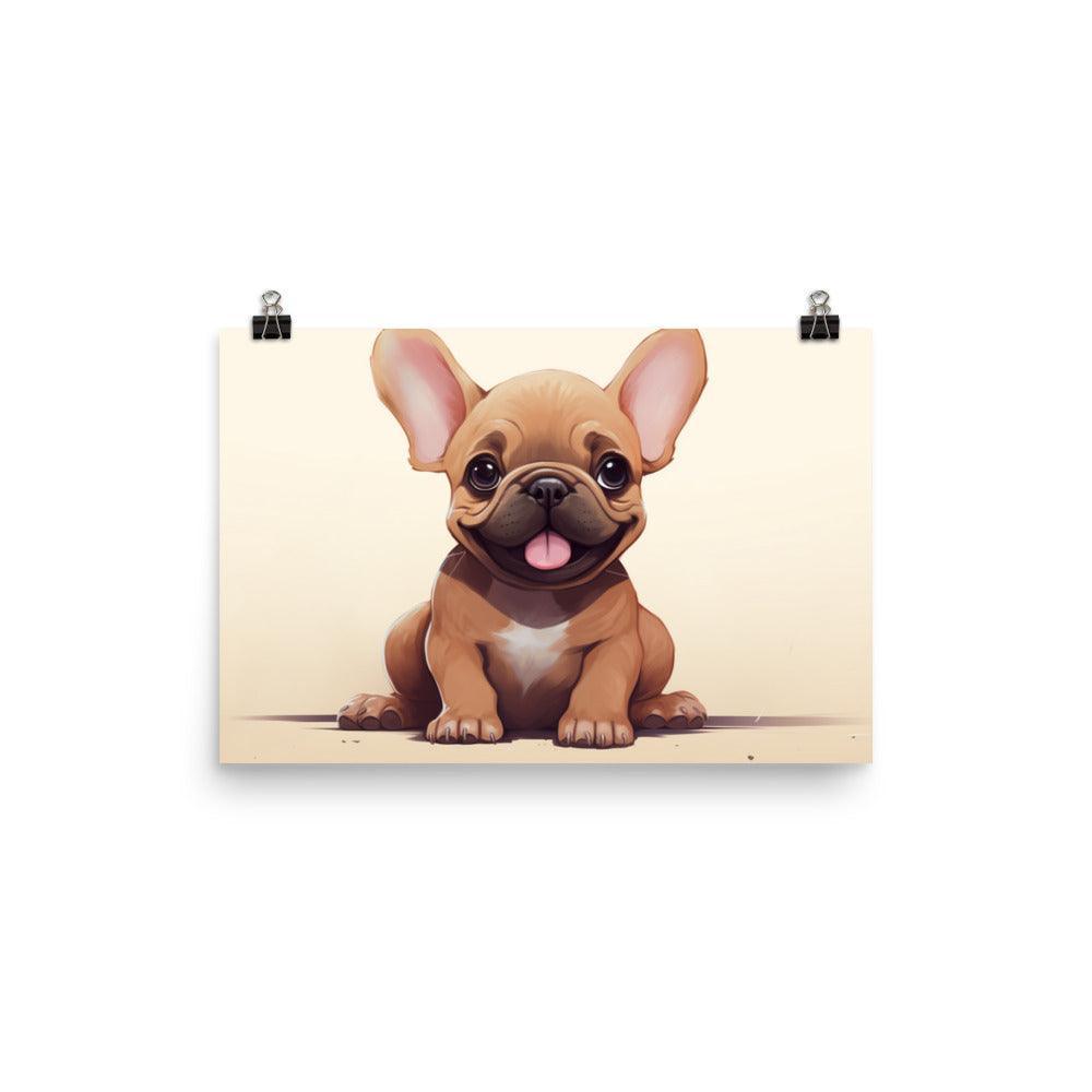 Happy Fawn French Bulldog Puppy Illustration Poster - Oh Posters