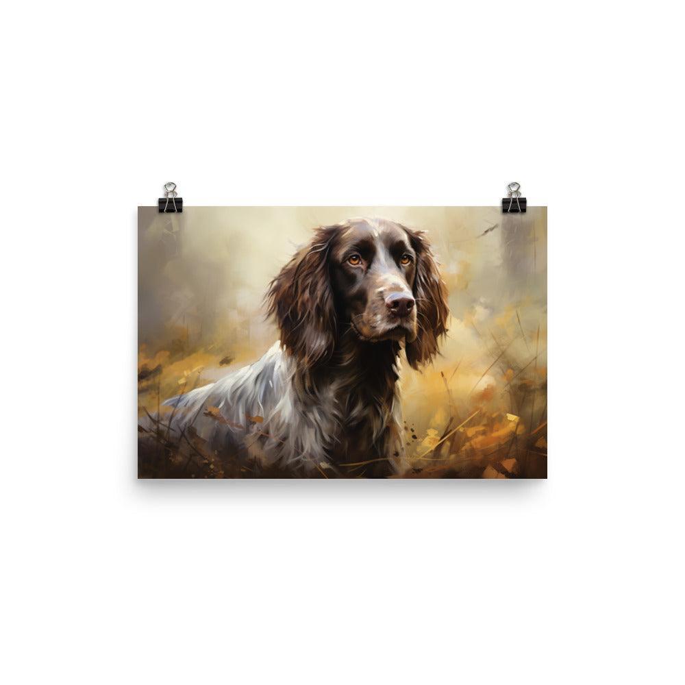 German Longhaired Pointer Autumn Elegance Art Poster - Oh Posters