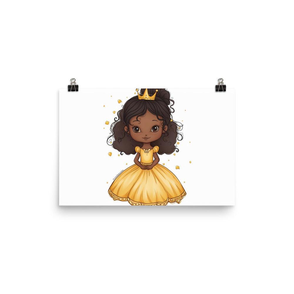 Royal Princess Yellow Dress Cartoon Illustration Poster - Oh Posters