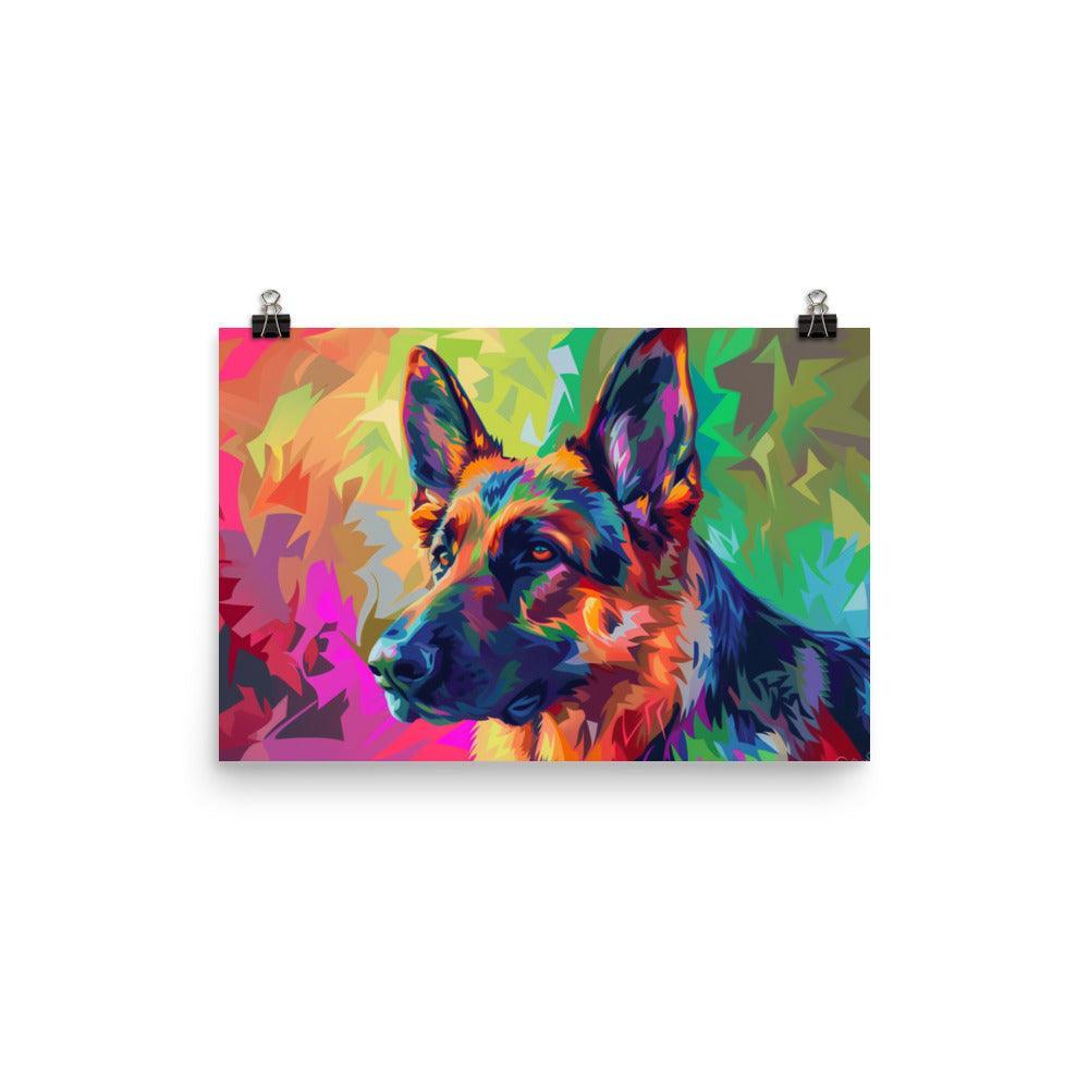 German Shepherd Geometric Pop Art Poster - Oh Posters