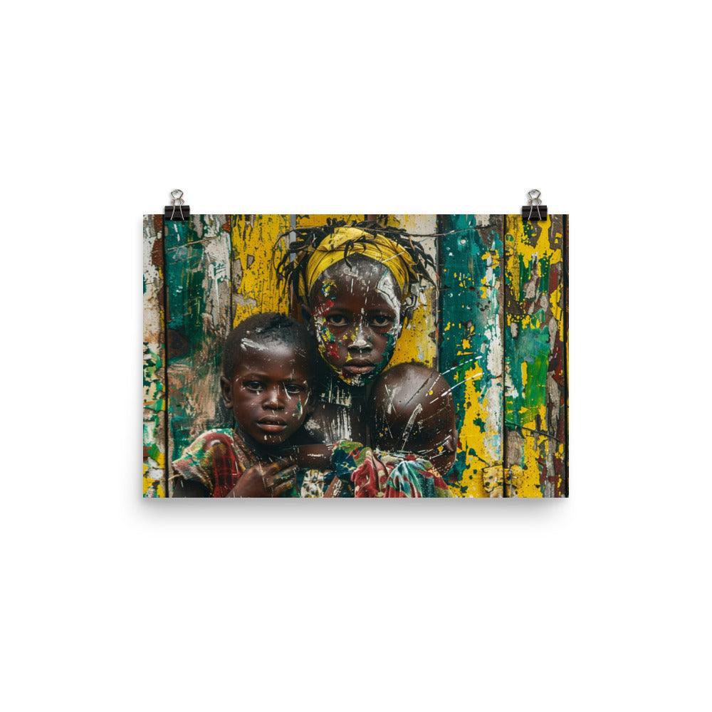 Central African Republic Vibrant Village Life Oil Painting Poster - Oh Posters