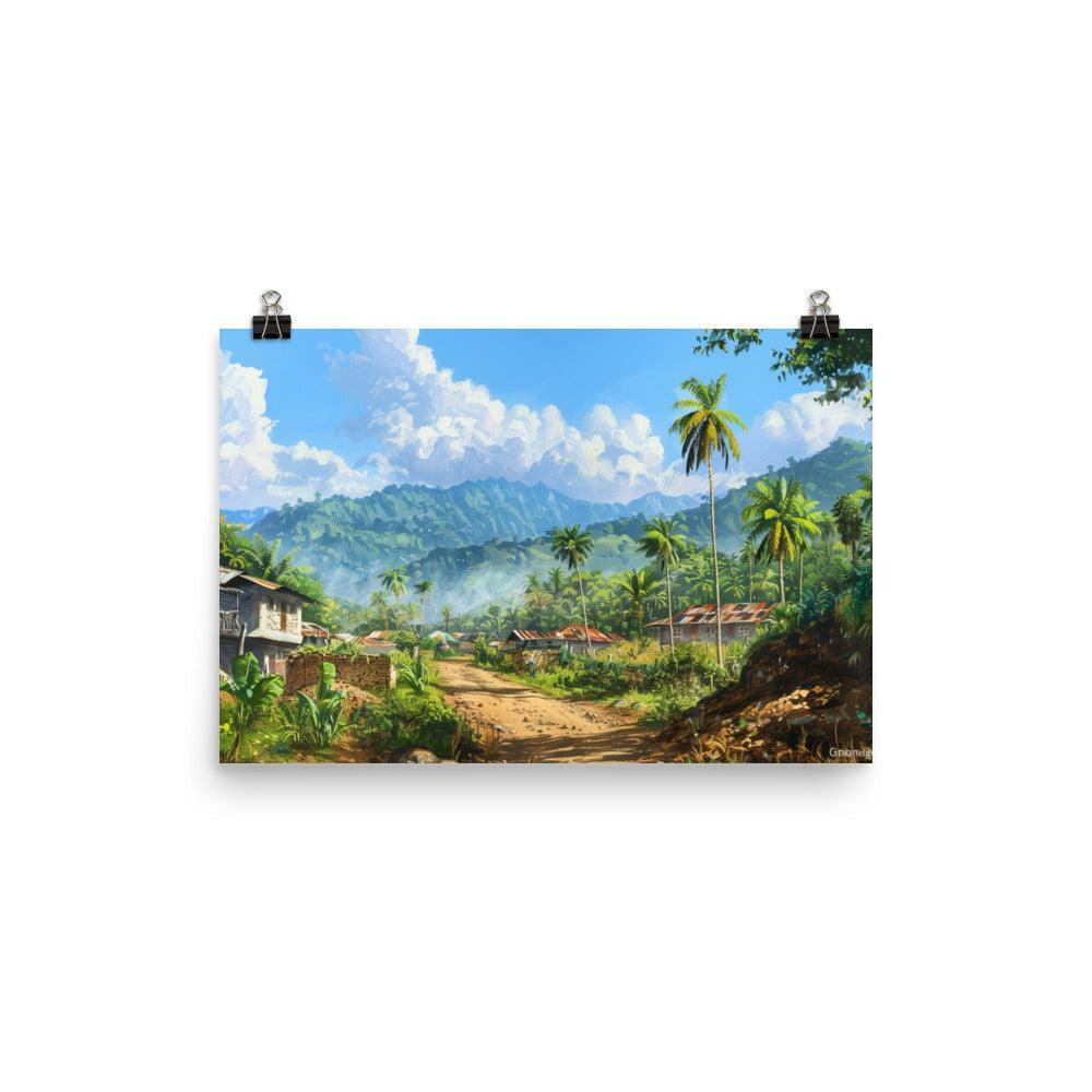 Comoros Tropical Village Road Landscape Painting Poster - Oh Posters