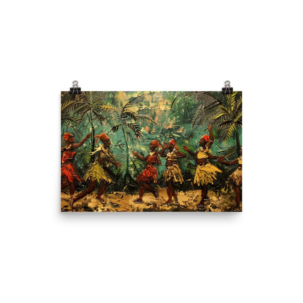 Congo Tribal Dance in Lush Forest Painting Poster - Oh Posters