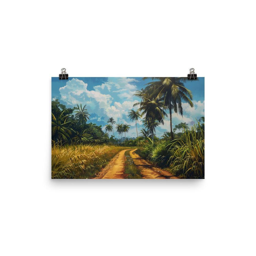 Côte d’Ivoire Palm-Lined Jungle Path Scenic Art Poster - Oh Posters