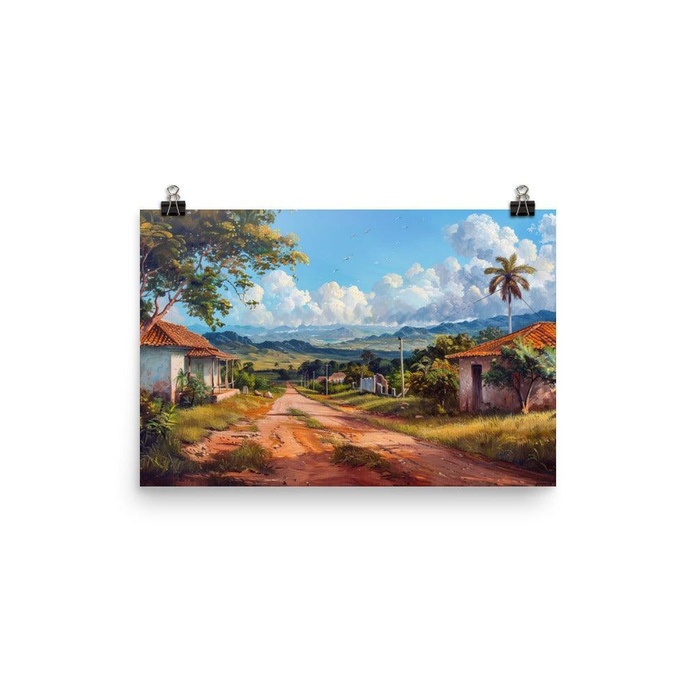 Cuba Time-Worn Village Road Scenic Oil Painting Poster - Oh Posters