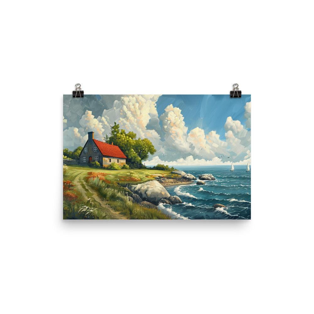 Coastal Cottage Denmark Landscape Painting Poster - Oh Posters