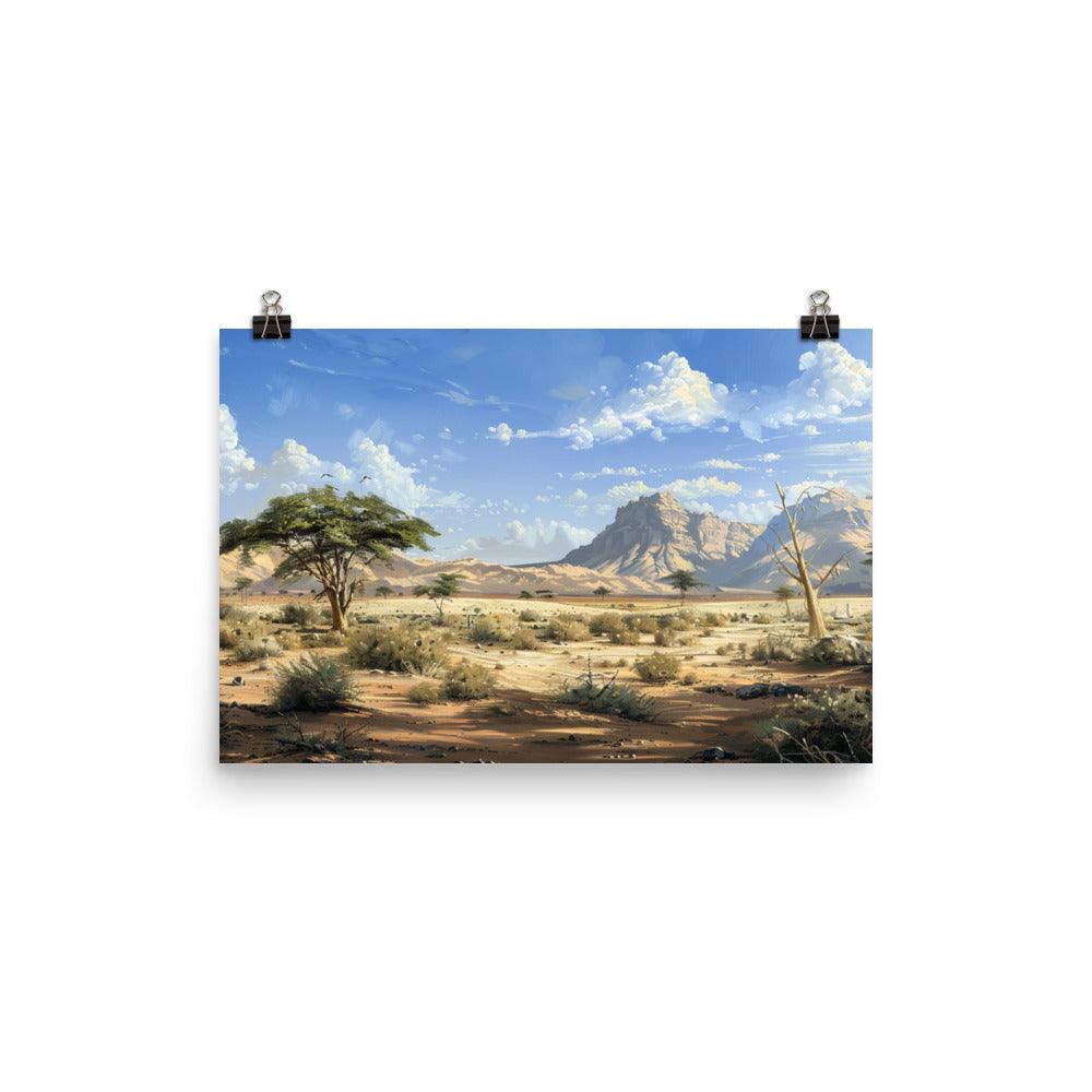 Djibouti Acacia Trees and Sand Dunes Art Poster - Oh Posters