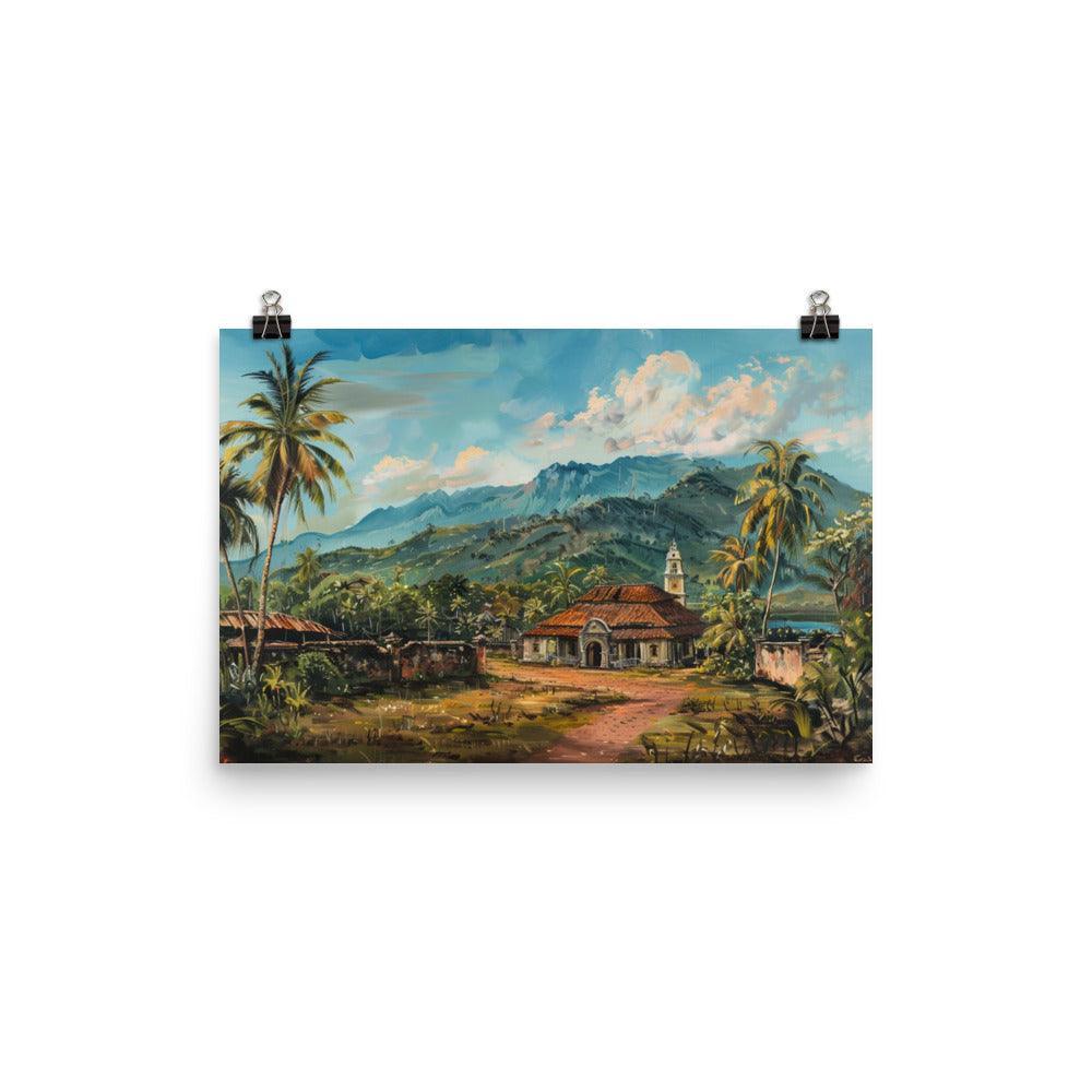 East Timor Tropical Mountain Village Painting Poster - Oh Posters