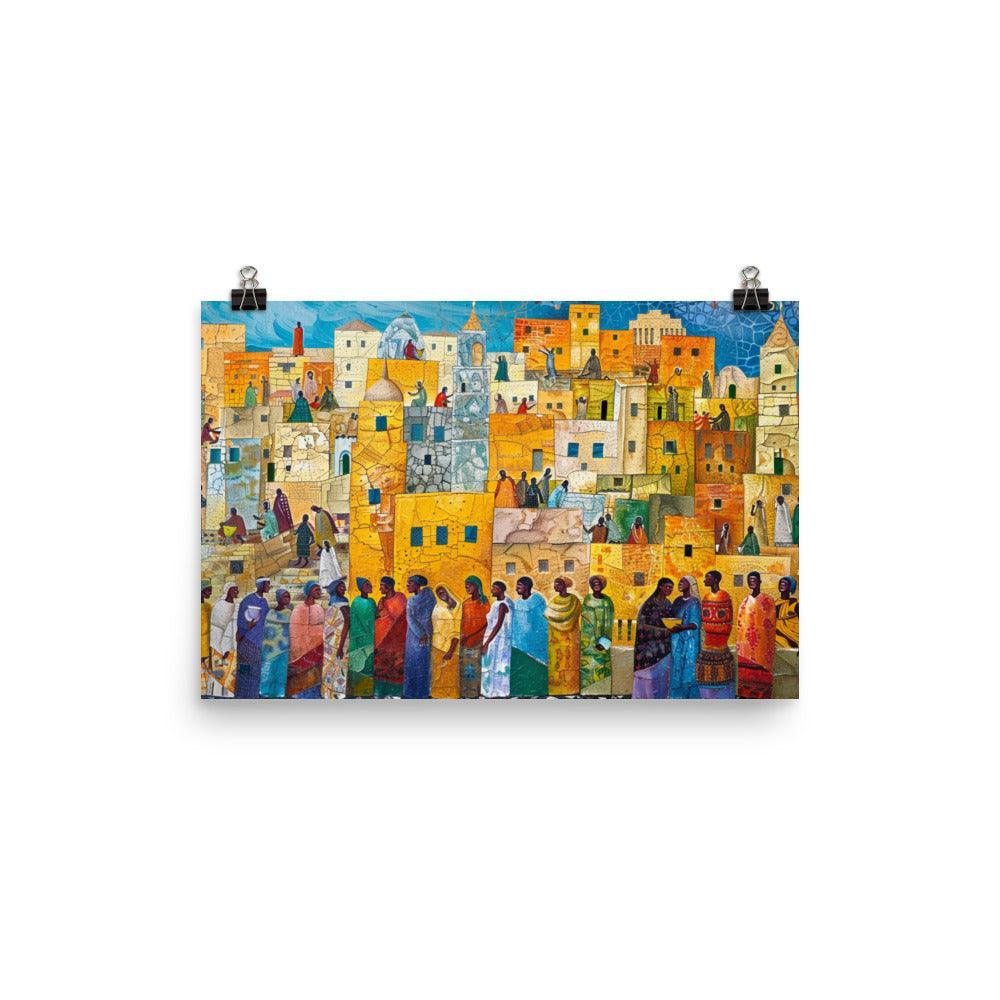 Eritrea Vibrant Town Mosaic Artwork Poster - Oh Posters