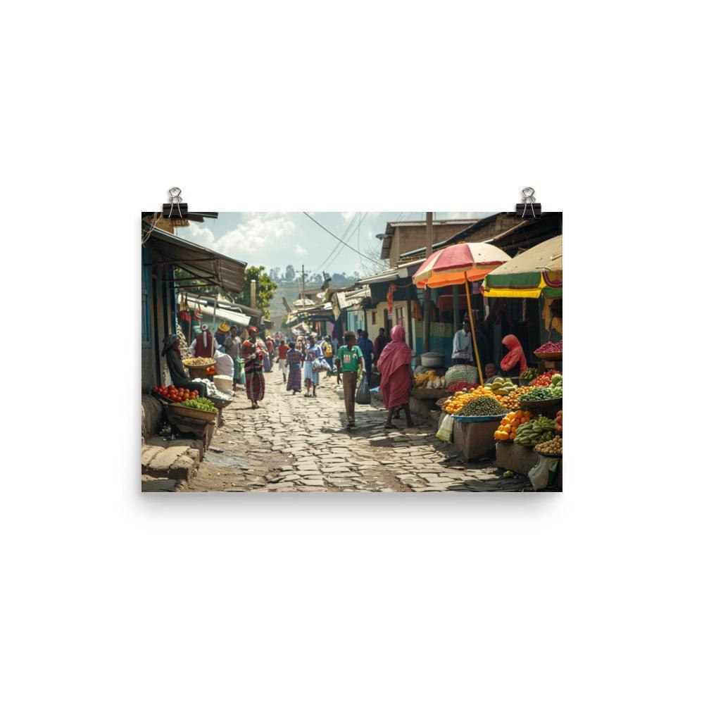 Ethiopia Colorful Open-Air Market with Street Vendors Poster - Oh Posters