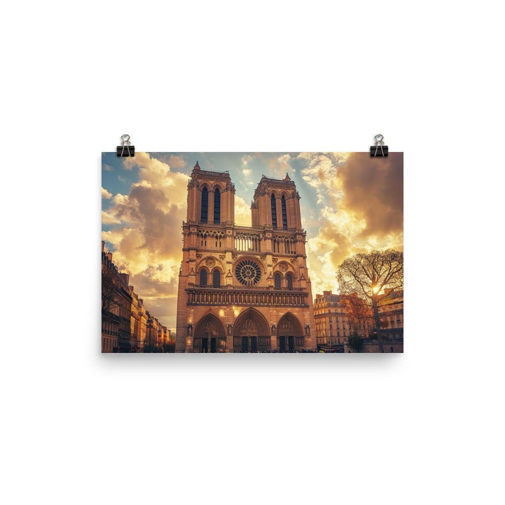 France Paris Notre Dame Cathedral Sunset Poster - Oh Posters