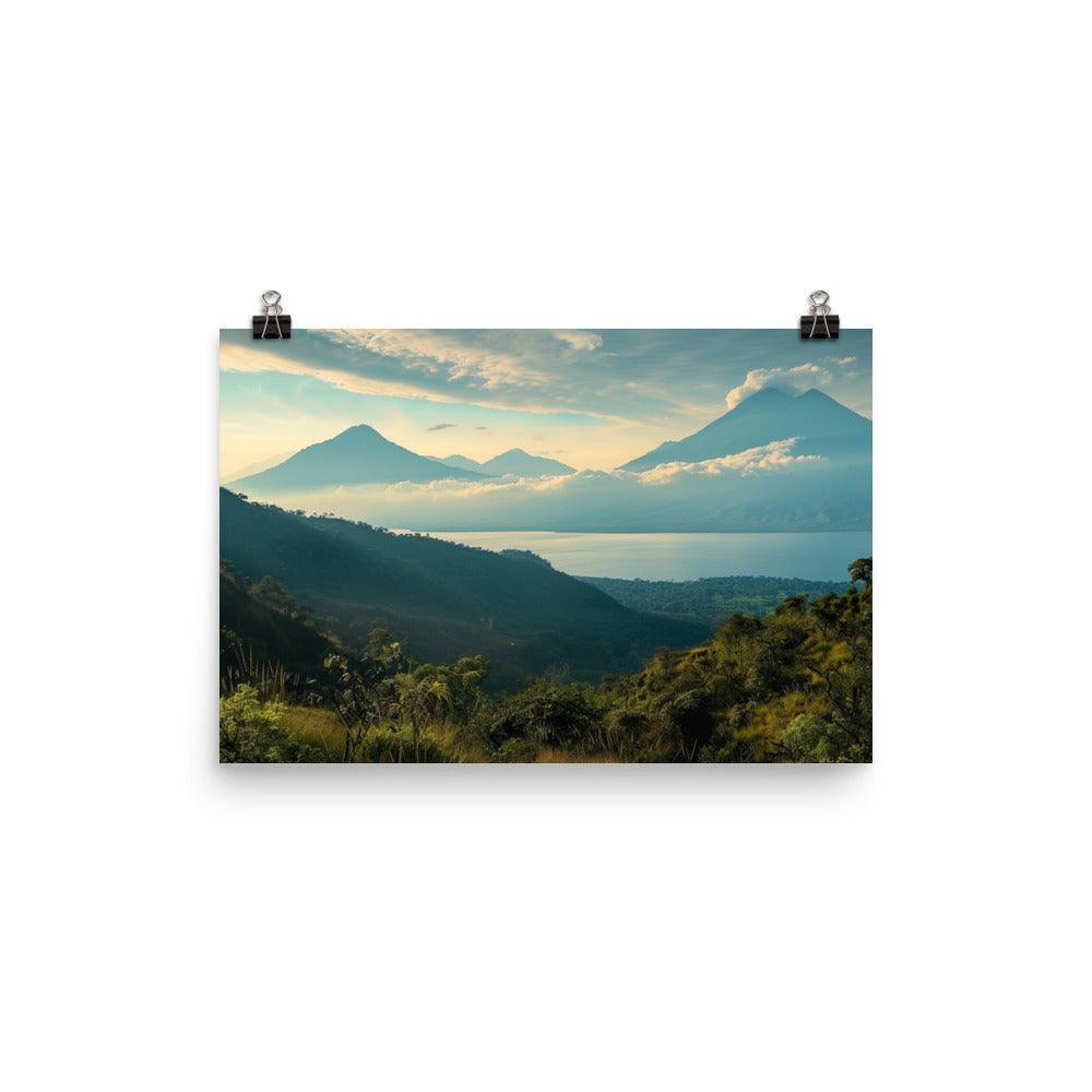 Guatemala Majestic Volcanic Lake Scenic Landscape Poster - Oh Posters